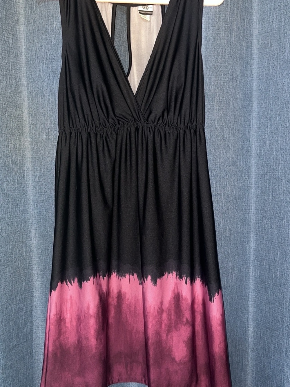 Sleeveless Black to Pink Dip-Dye V-Neck Dress